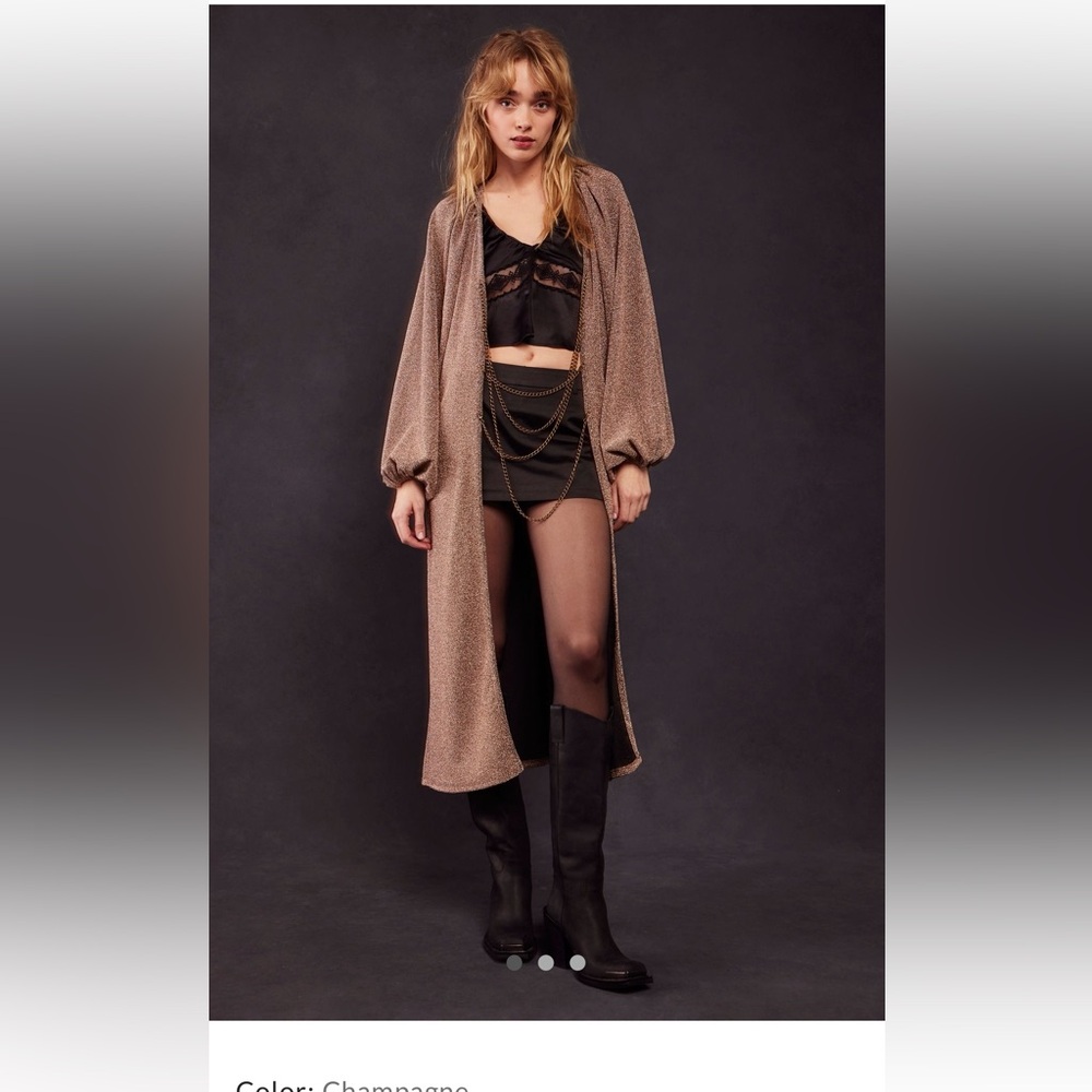 Free People Jens Pirate Booty Slow Motion Kimono Sparkle Tiered Chain Front
